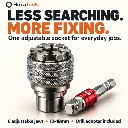 Hexa Socket™ — 6-Jaw Universal Socket (10–19 mm / 3/8"–3/4")